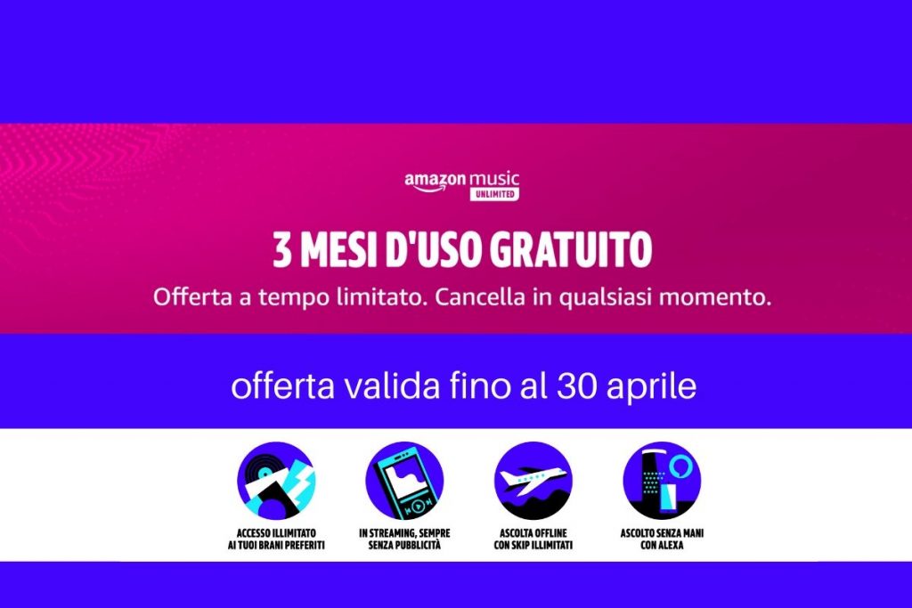 Ultimi giorni per la promo Amazon Music in offerta per 3 mesi d'uso gratuito