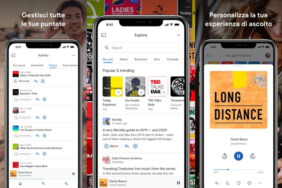 Google Podcasts viene riprogettata l'interfaccia utente su iOS e ti consente di bloccare i consigli