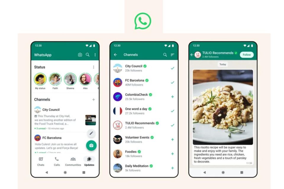 WhatsApp aggiunge canali per seguire squadre, persone e gruppi