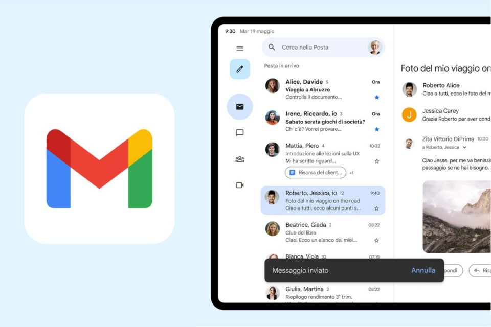 Con un nuovo aggiornamento Gmail ottiene una nuova navigazione sui tablet Android
